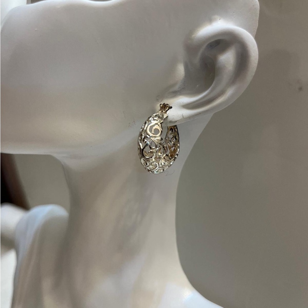 Vintage silver Perforated hoop earrings